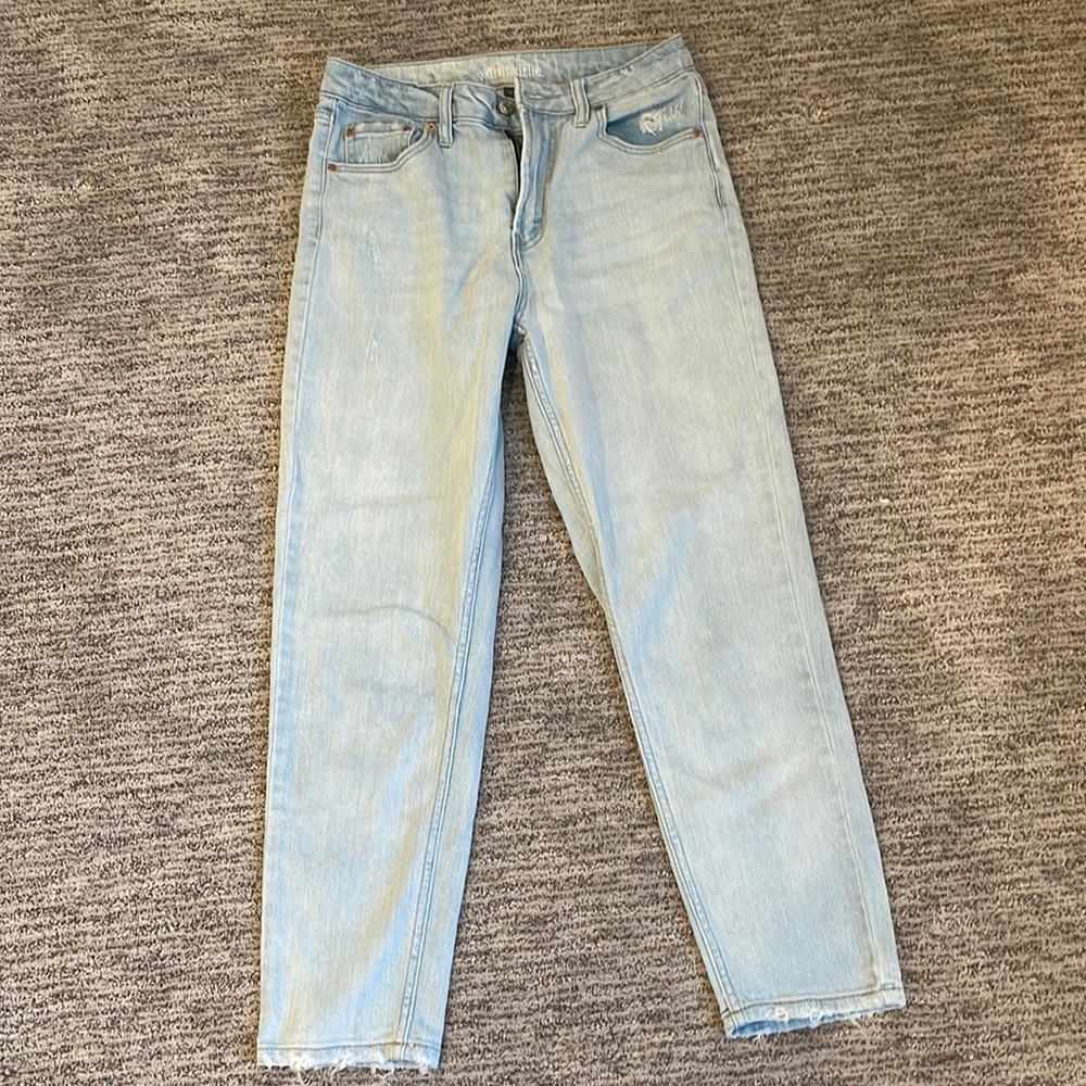 Light denim, straight leg jeans